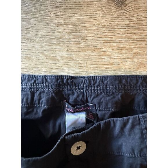 FRESH PRODUCE Womens Black Safari Stretch Cotton Poplin Roll Up Pants Size XL - Picture 3 of 3